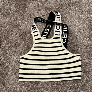 Celine Monochrome Striped Crop Top